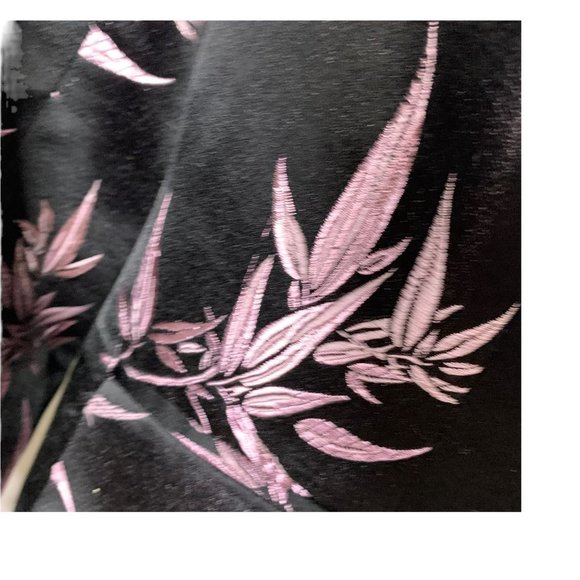 Vintage Y2K MSK Purple Foliage Pattern Silk Blend Satin Longline Blazer Petite M - Picture 15 of 16